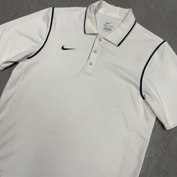 Nike Dri Fit Short Sleeve Polo Golf Shirt Stretch White Medium - Picture 2 of 7
